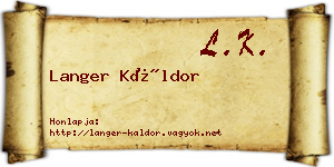 Langer Káldor névjegykártya